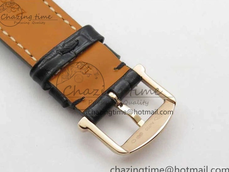 MIROTIME 1228 Durable Portofino 37mm RG V7F 1:1 Best Edition Gray Dial Diamonds Bezel on Black Leather Strap A 7089